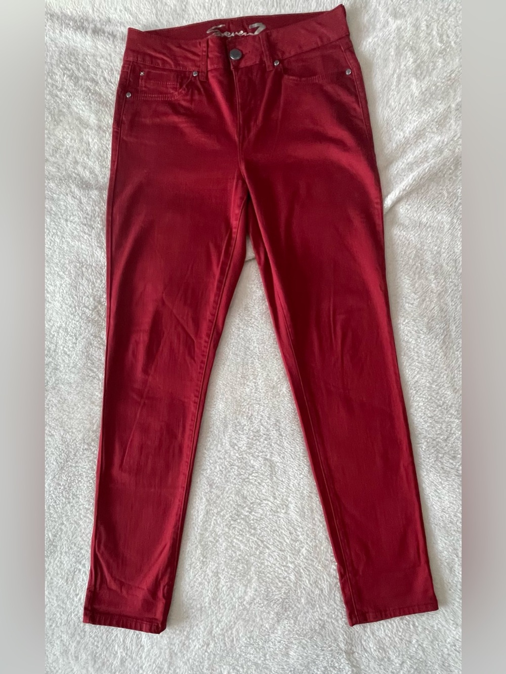 Seven7 High Rise Skinny Booty Shaper Red Stretch Jeans Size, 6